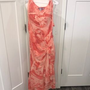 Urban Outfitters Women’s Orange Maxi Sundress Faux Wrap Summer spring bohemian